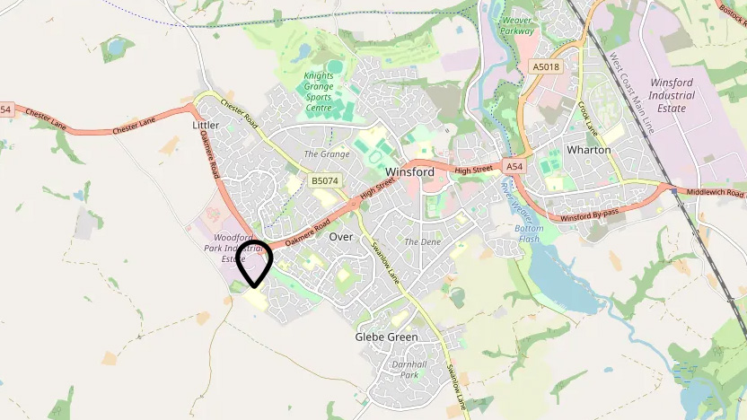 Map showing the location of the NeuroMuscular Centre in Winsford, Cheshire, UK; click for Google directions